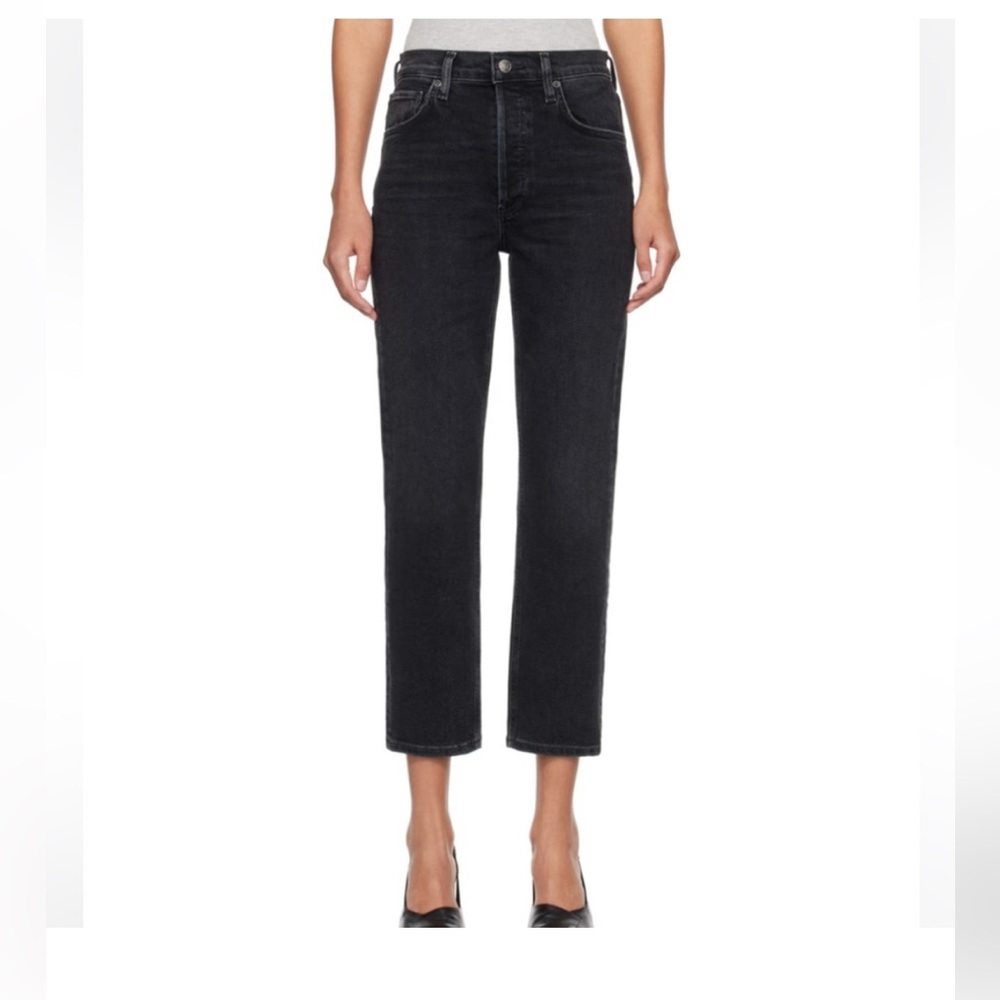 Agolde Riley Black High Rise Cropped Jeans 25